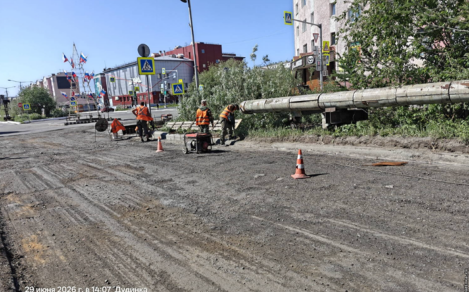 Капремонт участка дороги на улице Островского начали в Дудинке
